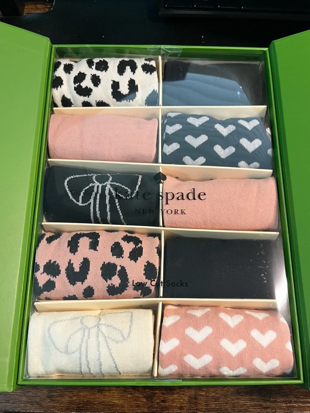 kate spade Women's Low Cut Sock Gift Set - Pink, Black, Cream, Grey - 10 pairs.